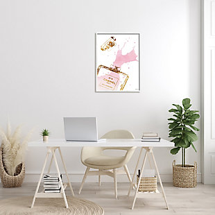 Stupell Glam Perfume Bottle Splash Pink Gold 24 X 30 Framed Wall Art, Pink, rollover