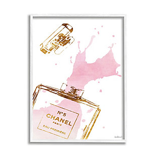 Stupell Glam Perfume Bottle Splash Pink Gold 24 X 30 Framed Wall Art, Pink, large