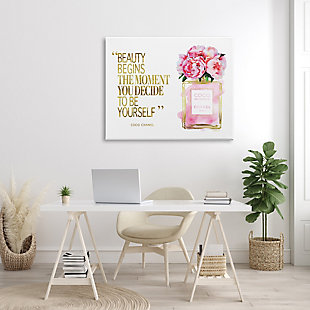 Stupell Fashion Designer Perfume Gold Pink Watercolor Inspirational Word 36 X 48 Canvas Wall Art, Pink, rollover