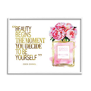 Stupell Fashion Designer Perfume Gold Pink Watercolor Inspirational Word 11 X 14 Framed Wall Art, Pink, large