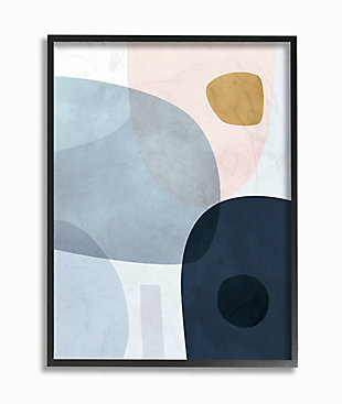 Stupell Mod Shapes Slate Blue Navy And Peach Overlapping Abstract 11 X 14 Framed Wall Art, Blue, large