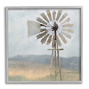 Stupell Neutral Blue Windmill Breeze Farmyard Painting 24 X 24 Framed Wall Art, Blue, large