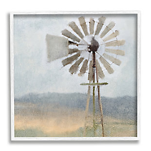 Stupell Neutral Blue Windmill Breeze Farmyard Painting 24 X 24 Framed Wall Art, Blue, large