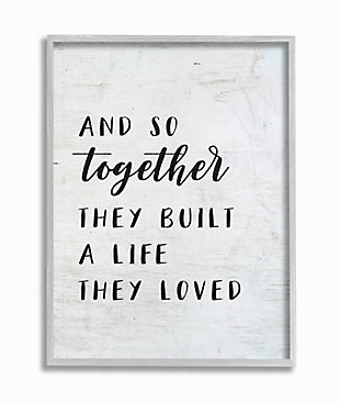 Stupell Together Home Family Inspirational Word On Wood Texture Design 16 X 20 Framed Wall Art, Black, large