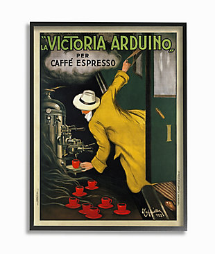 Stupell La Victoria Arduino Cafe Espresso Vintage Inspired Poster 24 X 30 Framed Wall Art, Yellow, large
