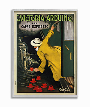 Stupell La Victoria Arduino Cafe Espresso Vintage Inspired Poster 16 X 20 Framed Wall Art, Yellow, large