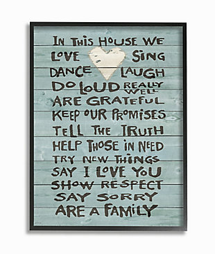Stupell In This House We Love Family Heart Rustic Wood Look 24 X 30 Framed Wall Art, Green, large