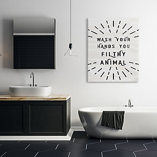 Stupell Black And White Modern Type Wash Your Hands You Filthy Animal 36 X 48 Canvas Wall Art, Beige, rollover