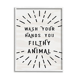 Stupell Black And White Modern Type Wash Your Hands You Filthy Animal 24 X 30 Framed Wall Art, Beige, large