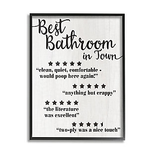 Stupell Five Star Bathroom Funny Word Black And White Textured Design 16 X 20 Framed Wall Art, White, large