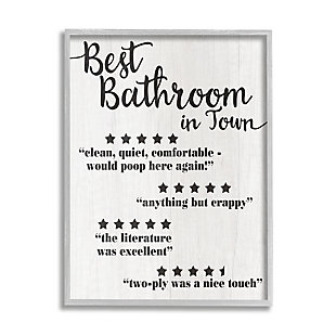 Stupell Five Star Bathroom Funny Word Black And White Textured Design 24 X 30 Framed Wall Art, White, large