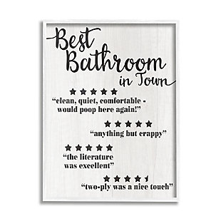 Stupell Five Star Bathroom Funny Word Black And White Textured Design 24 X 30 Framed Wall Art, White, large