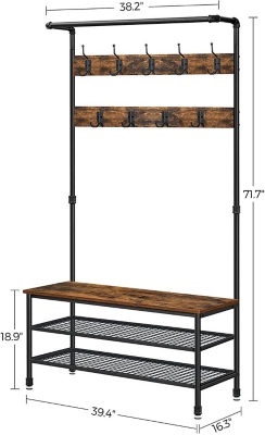 Vasagle Industrial Hall Tree With Storage Bench Ashley