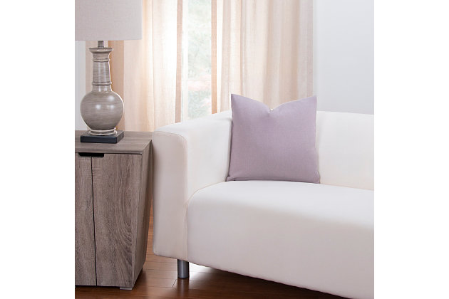 Create a serene setting in your favorite space with the solid Revolution Plus Everlast Amethyst Designer Throw Pillow. Enveloped in a soft yet stain-resistant cover, this lightly-textured accent pillow adds subtle color when placed on a sofa, bed or favorite chair. Removable cover made of polypropylene | Overstuffed soft polyfill insert  | Stain-resistant | Hidden zipper closure  | Made in USA | Machine wash; bleach cleanable