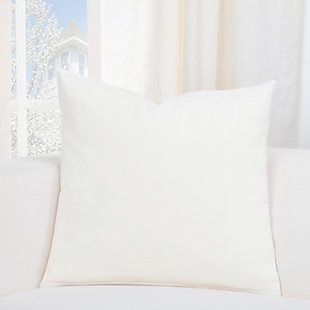 Bring style and elegance to your living space with the solid Revolution Plus Everlast Cream Designer Throw Pillow. Sporting a soft yet stain-resistant cover in a beautifully neutral tone, this lightly-textured accent pillow lends a timeless aesthetic to a bed, sofa or favorite chair.Removable cover made of polypropylene | Overstuffed soft polyfill insert  | Stain-resistant | Hidden zipper closure  | Made in USA | Machine wash; bleach cleanable