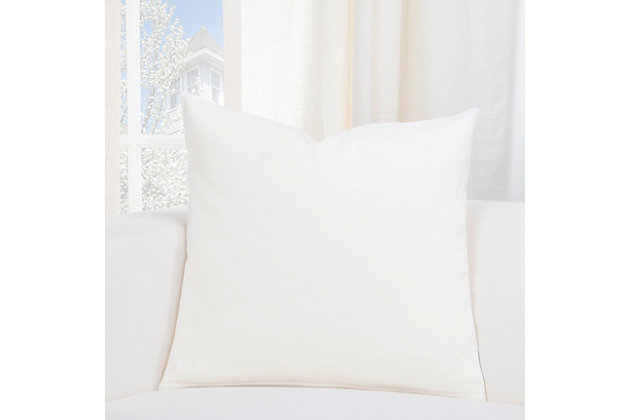Bring style and elegance to your living space with the solid Revolution Plus Everlast Cream Designer Throw Pillow. Sporting a soft yet stain-resistant cover in a beautifully neutral tone, this lightly-textured accent pillow lends a timeless aesthetic to a bed, sofa or favorite chair.Removable cover made of polypropylene | Overstuffed soft polyfill insert  | Stain-resistant | Hidden zipper closure  | Made in USA | Machine wash; bleach cleanable