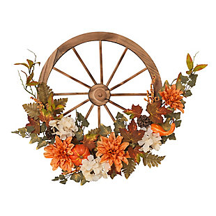 27-inch Fir Wood Wagon Wheel With Harvest Accents, , rollover