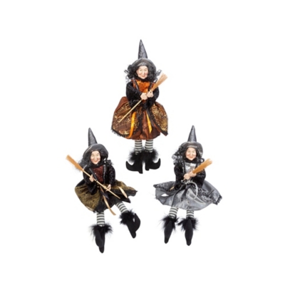16" Fabric Sitting Witch Figurines (set Of 3), , large