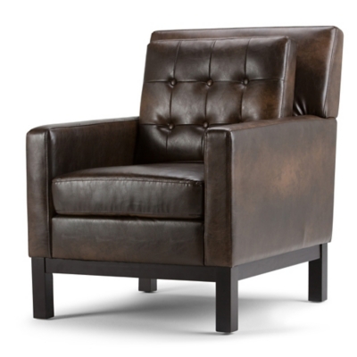 Simpli Home Carrigan Club Chair in Bonded Leather, , large