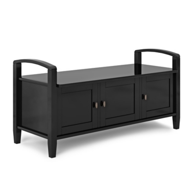 Warm Shaker SOLID WOOD 44 inch Wide Transitional Entryway Storage Bench in Black