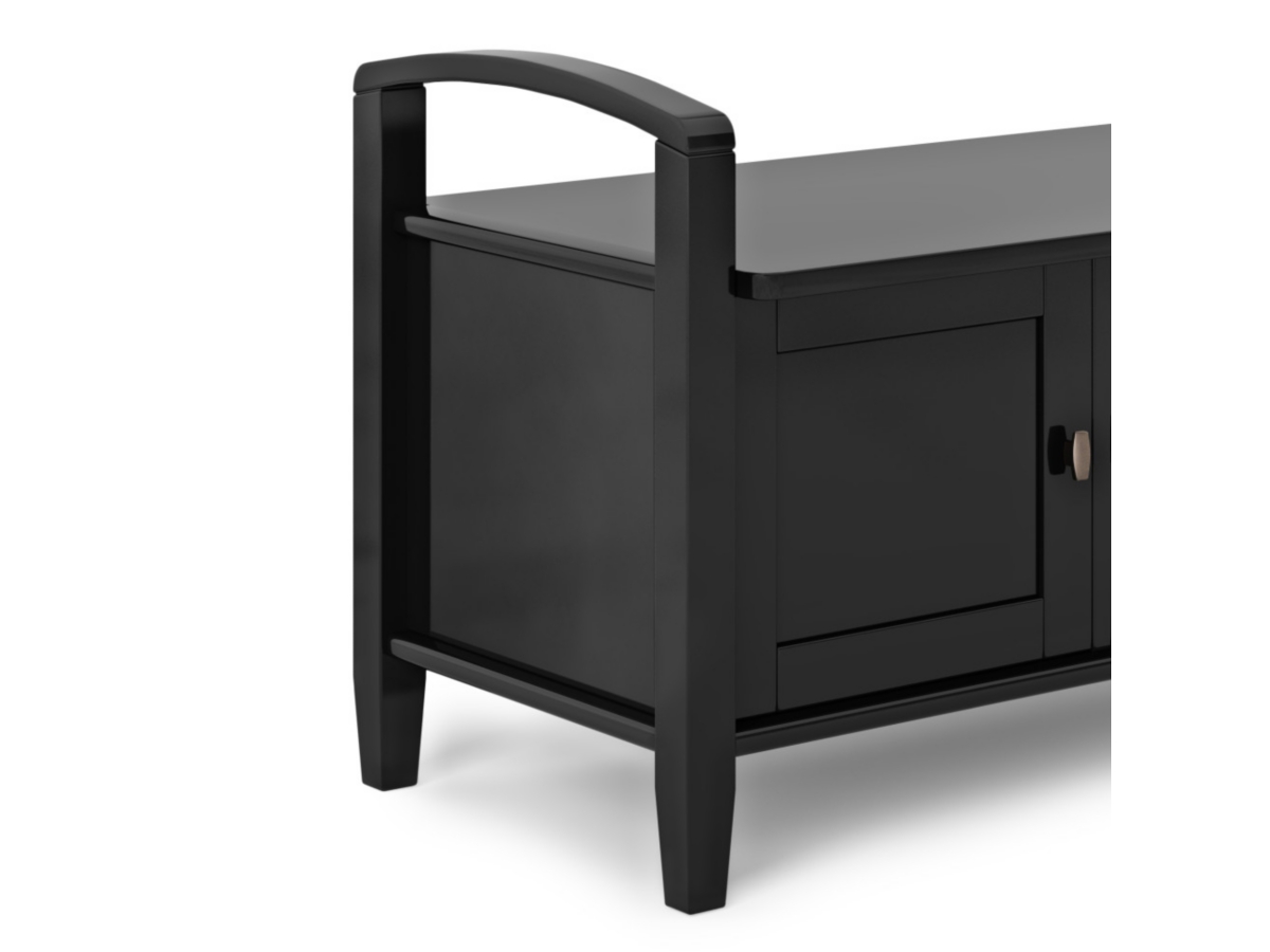 Simpli Home Warm Shaker Entryway Storage Bench, Black, large