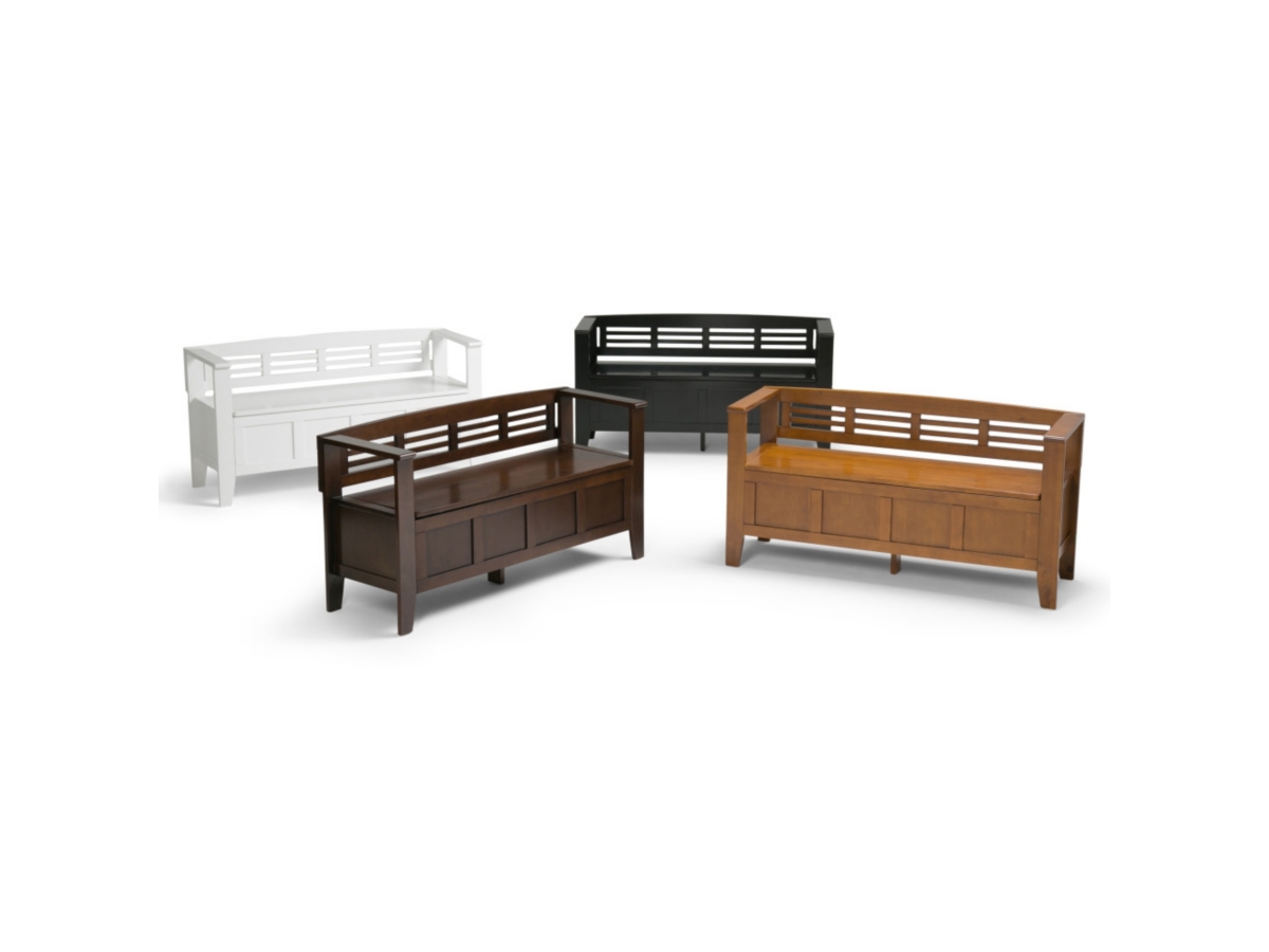 Simpli Home Adams Entryway Storage Bench, White, large