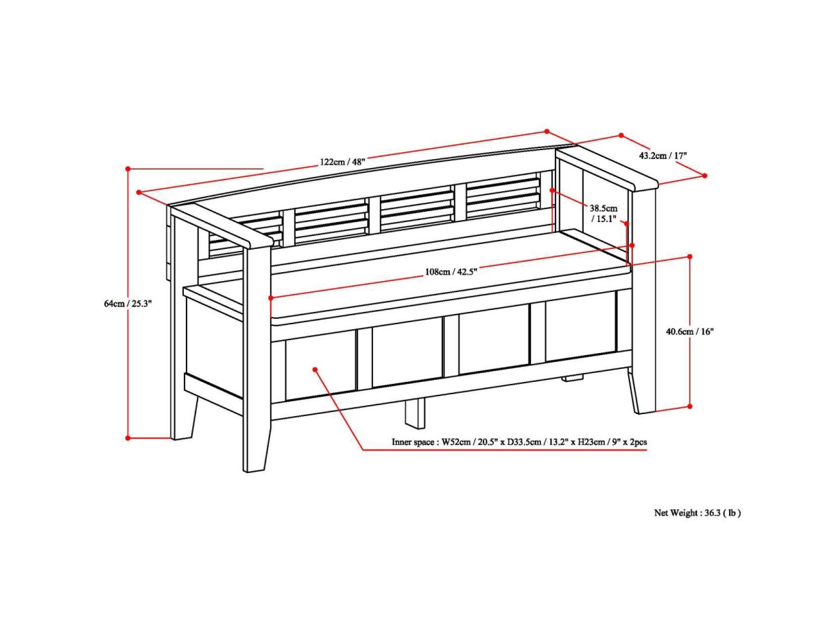 Simpli Home Adams Entryway Storage Bench, White, large