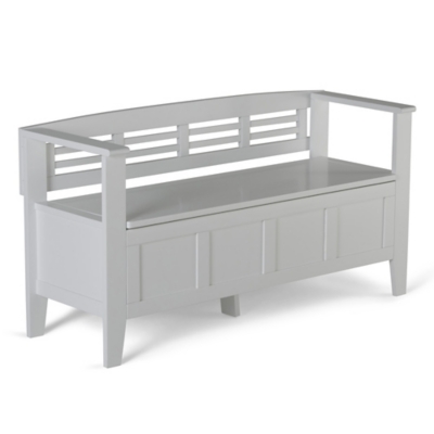 Simpli Home Adams Entryway Storage Bench, White, large