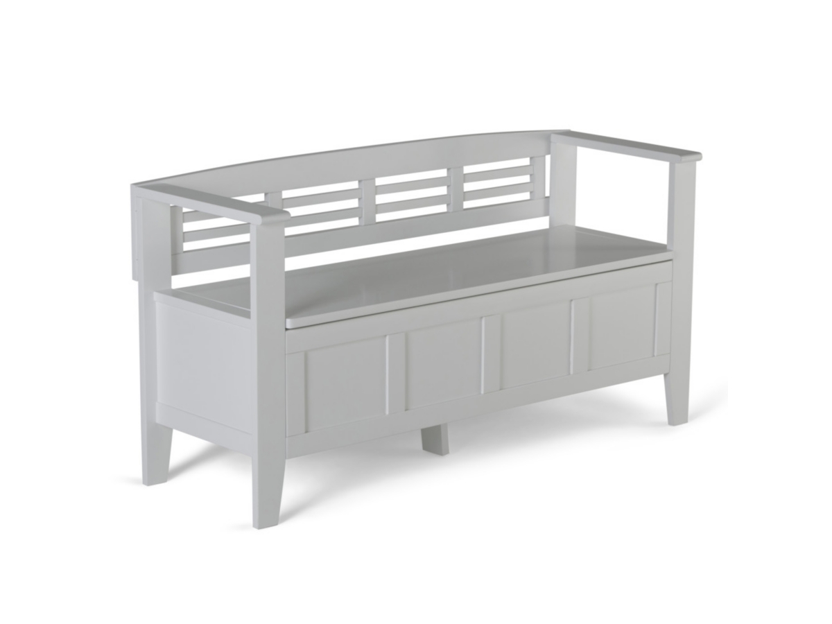 Simpli Home Adams Entryway Storage Bench, White, large