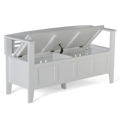 Simpli Home Adams Entryway Storage Bench, White, large