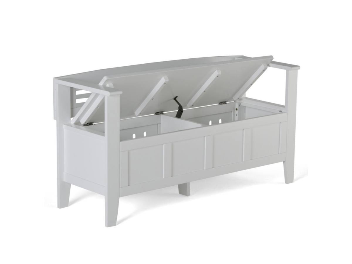 Simpli Home Adams Entryway Storage Bench, White, large