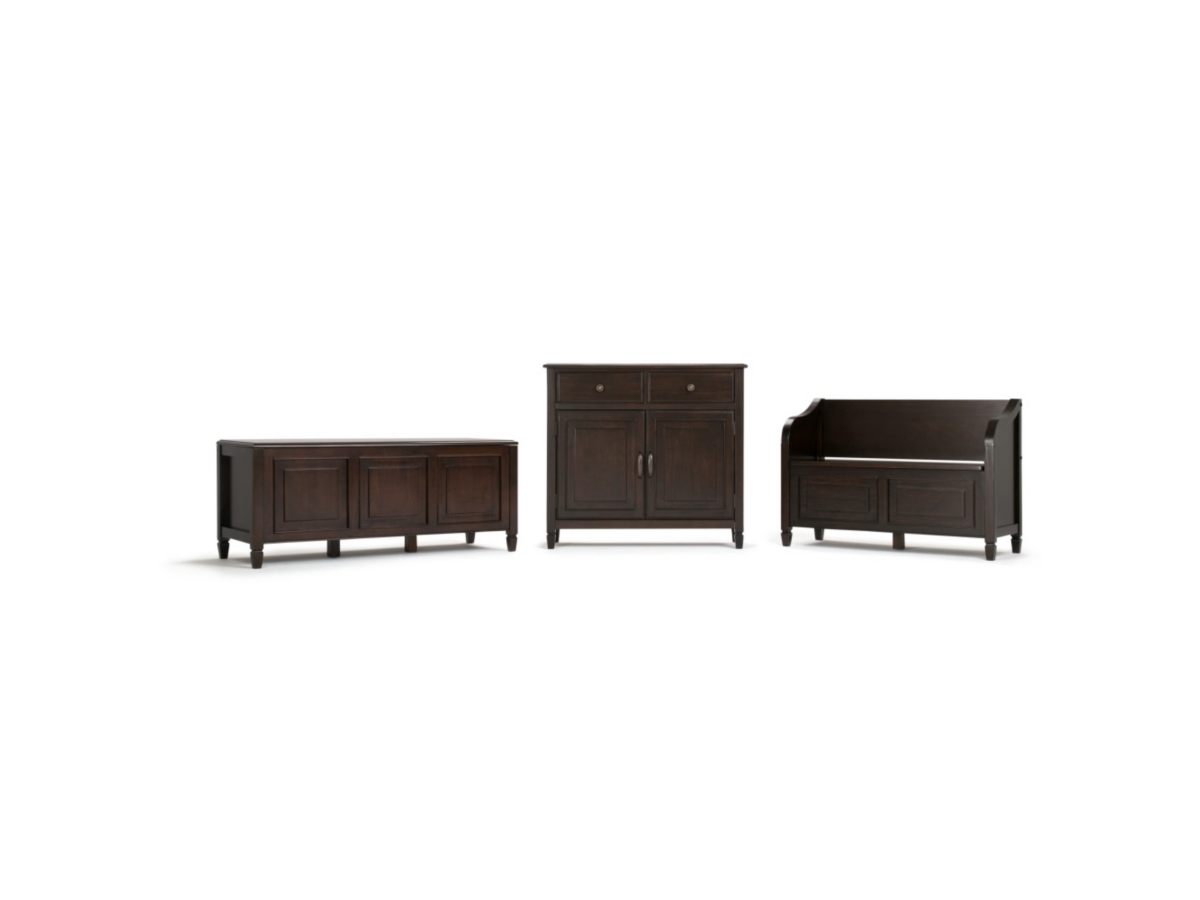 Simpli Home Connaught Storage Bench Trunk, Dark Chestnut Brown, large