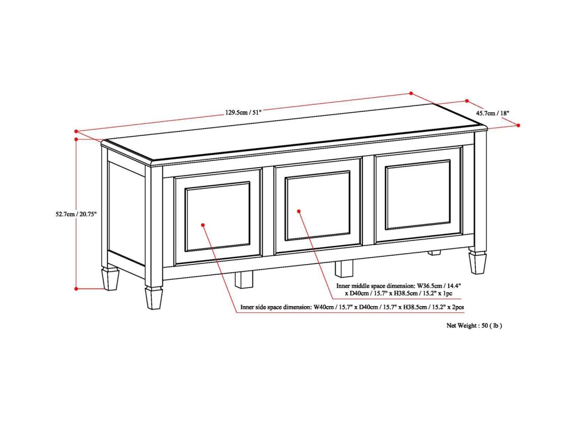 Simpli Home Connaught Storage Bench Trunk, Dark Chestnut Brown, large