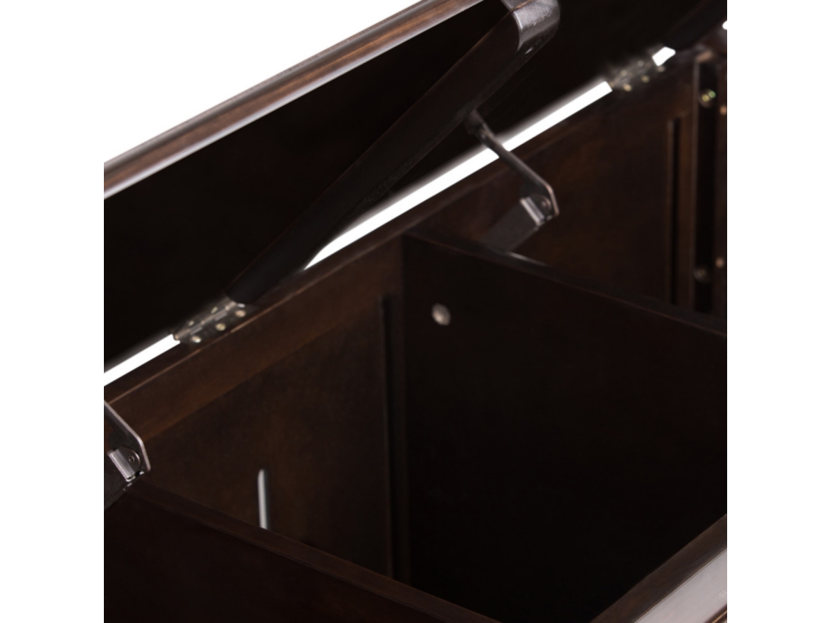 Simpli Home Connaught Storage Bench Trunk, Dark Chestnut Brown, large