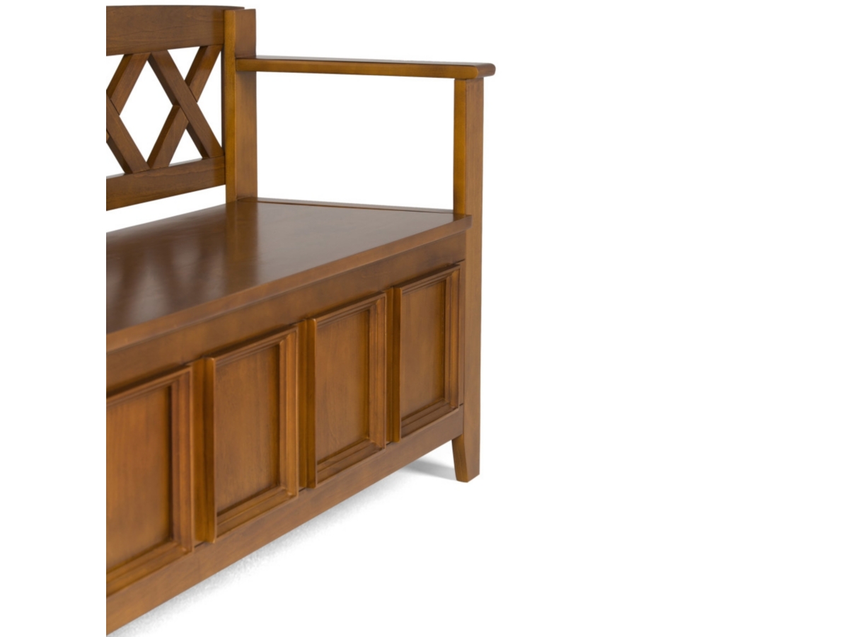 Simpli Home Amherst Entryway Storage Bench, Light Avalon Brown, large