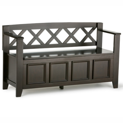 A600044807 Simpli Home Amherst Entryway Storage Bench, Hickor sku A600044807