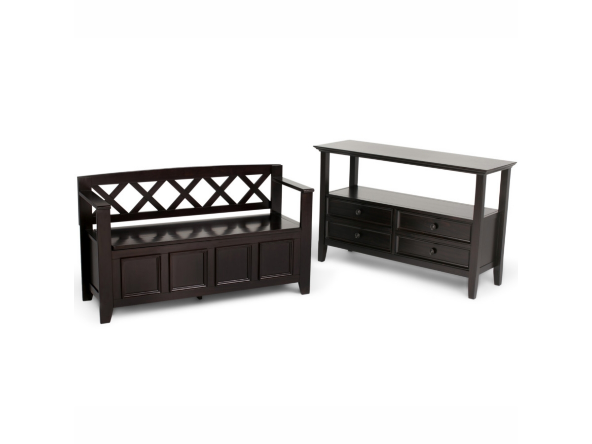 Simpli Home Amherst Entryway Storage Bench, Hickory Brown, large