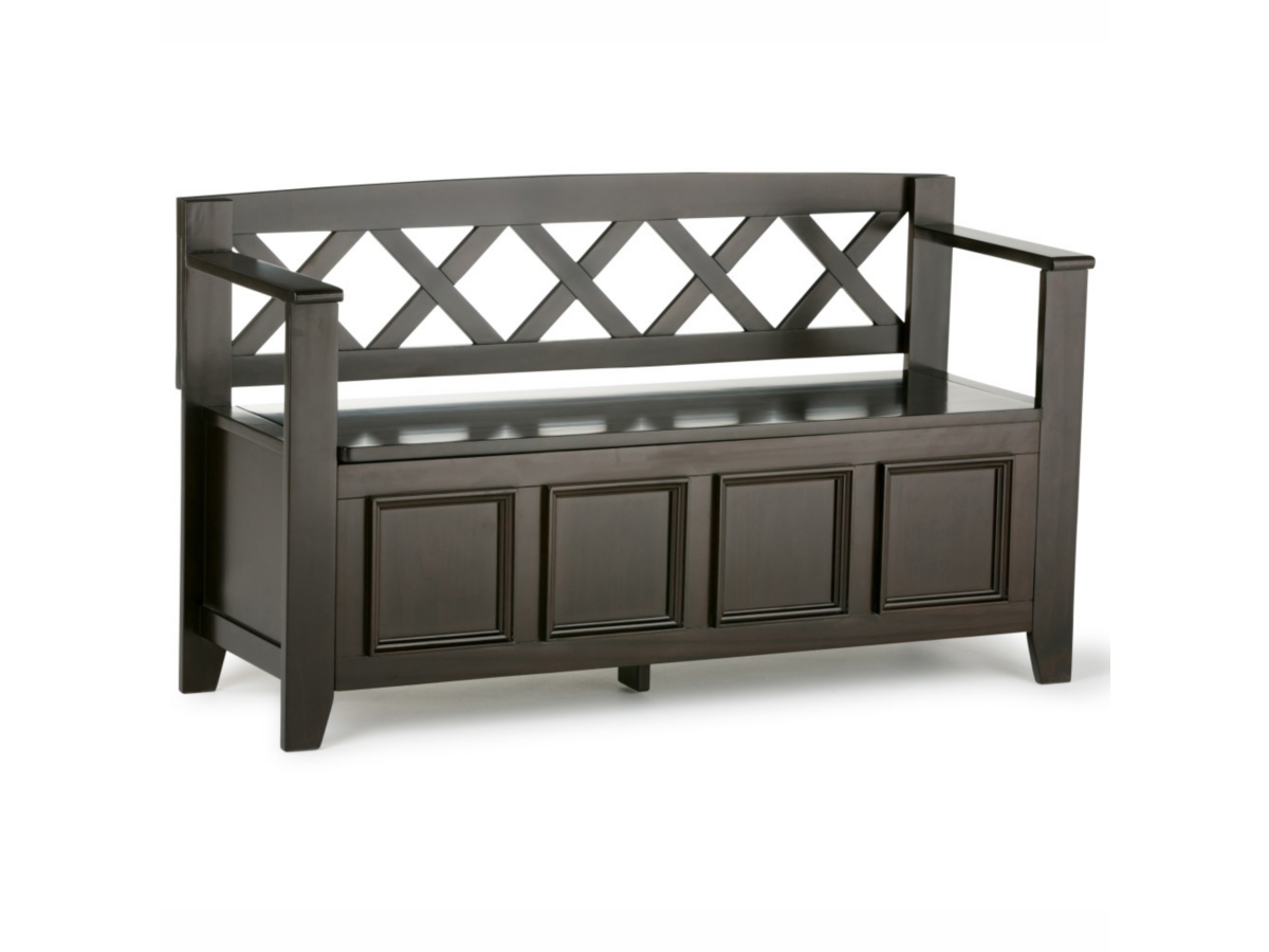 Simpli Home Amherst Entryway Storage Bench, Hickory Brown, large