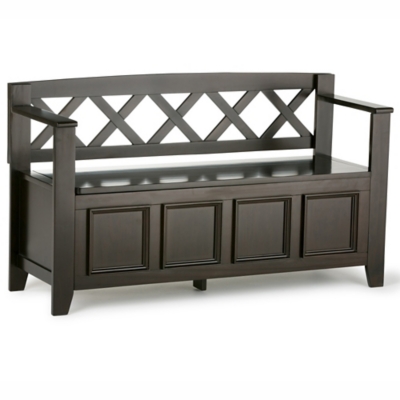 Simpli Home Amherst Entryway Storage Bench, Hickory Brown, large