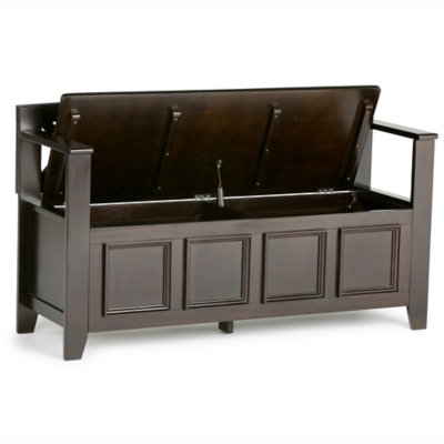 Simpli Home Amherst Entryway Storage Bench, Hickory Brown, large