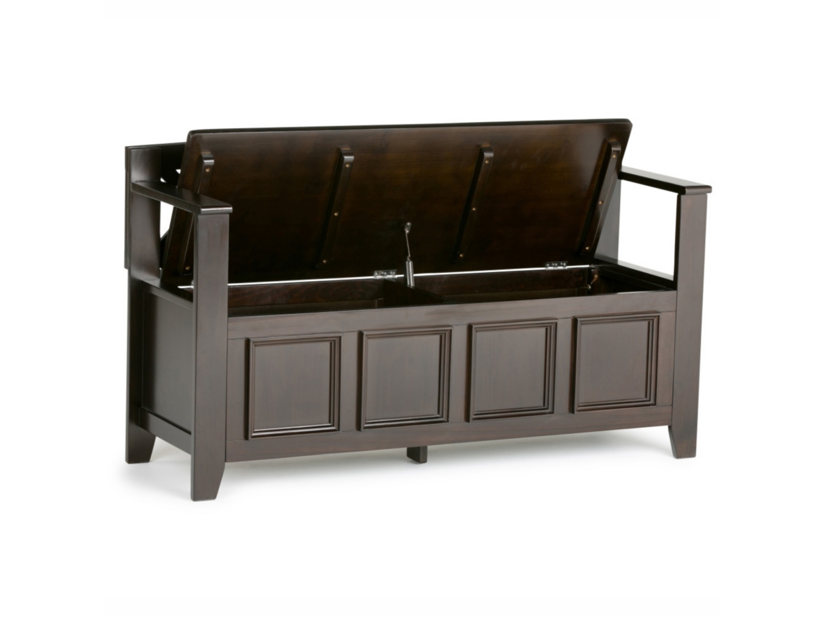 Simpli Home Amherst Entryway Storage Bench, Hickory Brown, large