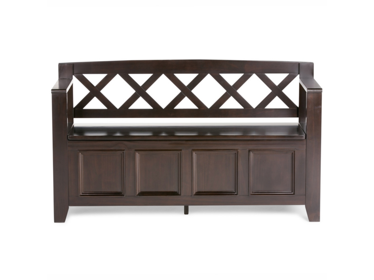 Simpli Home Amherst Entryway Storage Bench, Hickory Brown, large