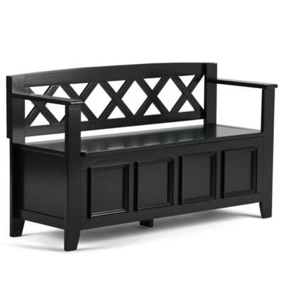 Simpli Home Amherst Entryway Storage Bench, Black, large