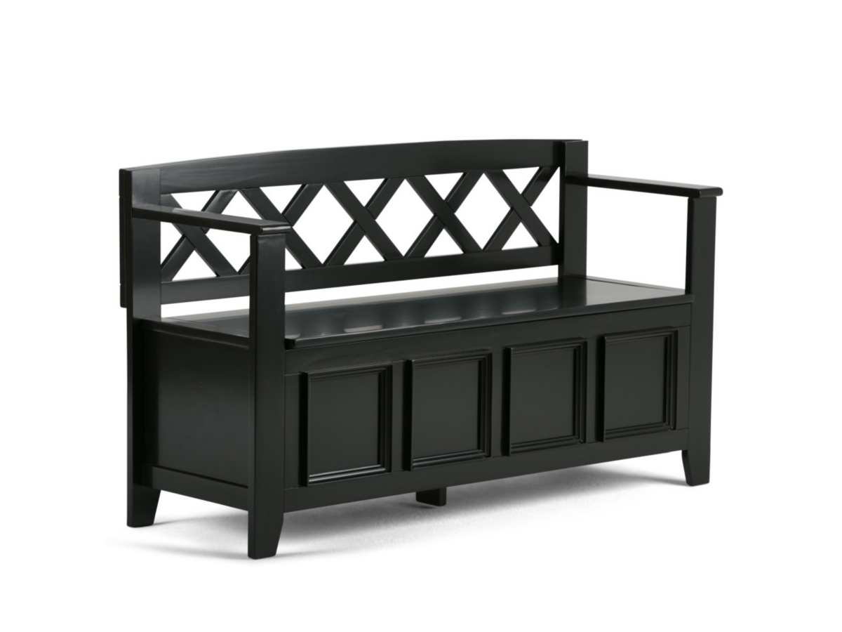 Simpli Home Amherst Entryway Storage Bench, Black, large