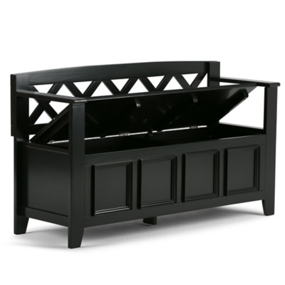 Simpli Home Amherst Entryway Storage Bench, Black, large