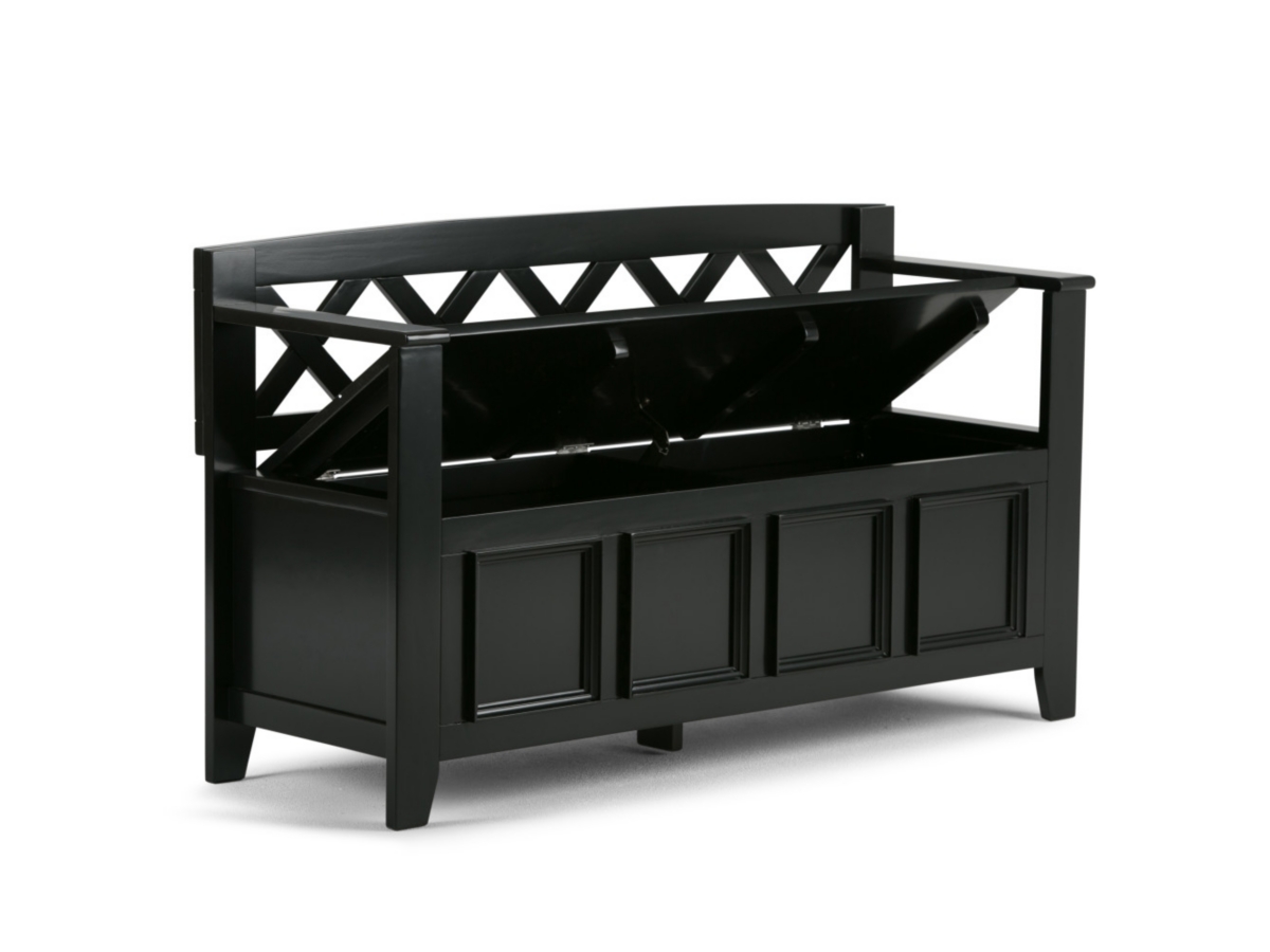 Simpli Home Amherst Entryway Storage Bench, Black, large