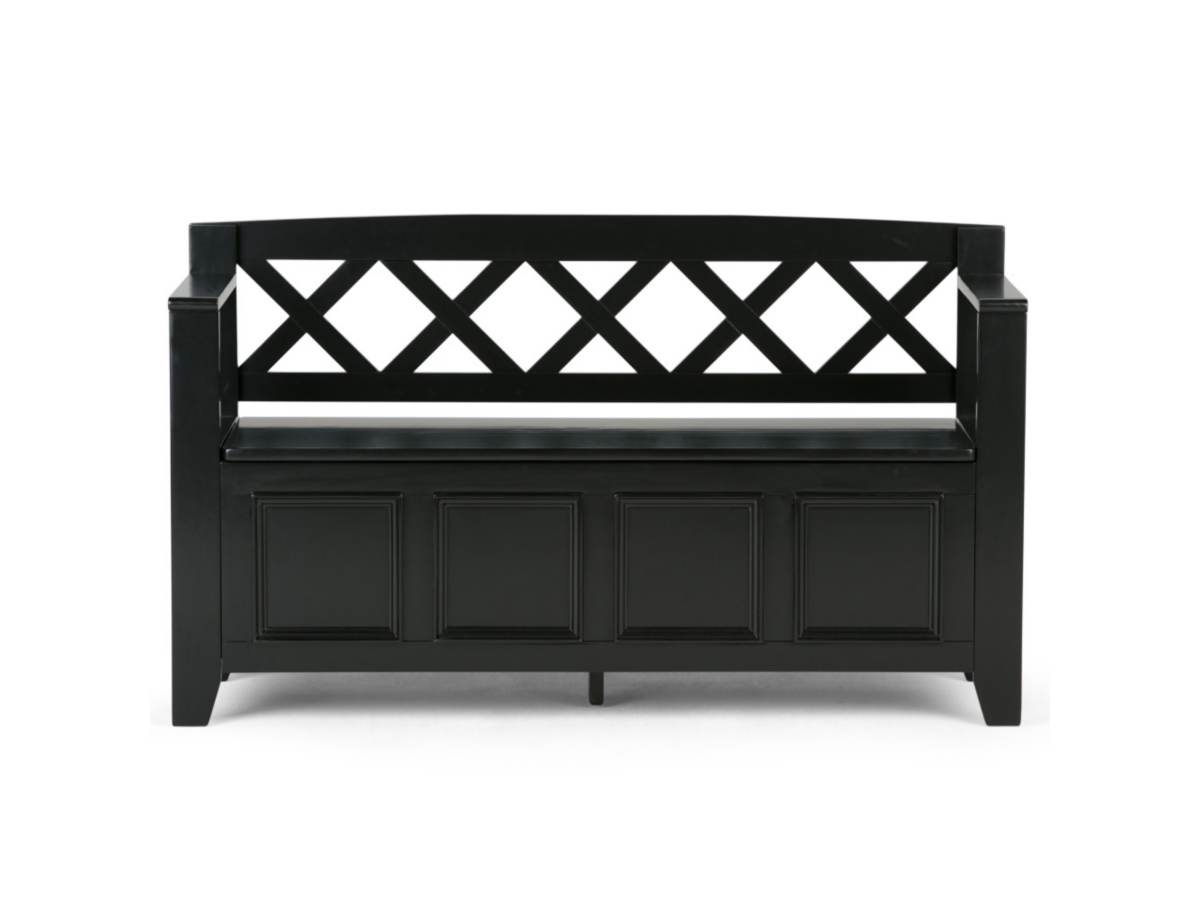 Simpli Home Amherst Entryway Storage Bench, Black, large
