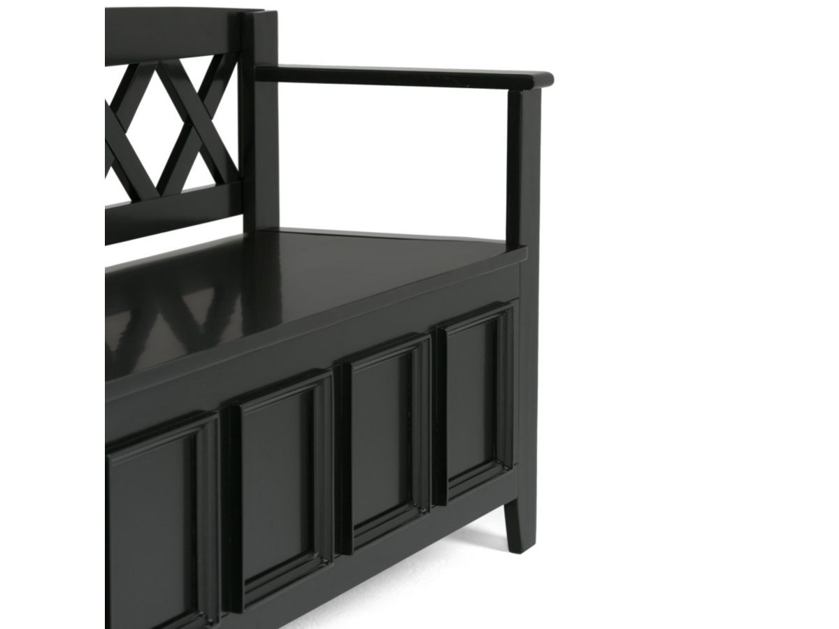 Simpli Home Amherst Entryway Storage Bench, Black, large