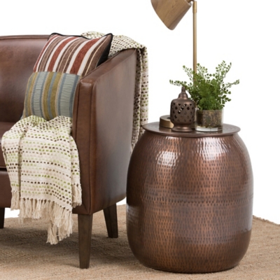Simpli Home Griffen Storage Accent Side Table, Antique Copper, rollover