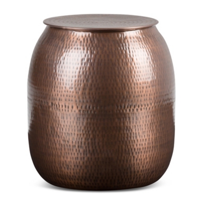 Simpli Home Griffen Storage Accent Side Table, Antique Copper, large